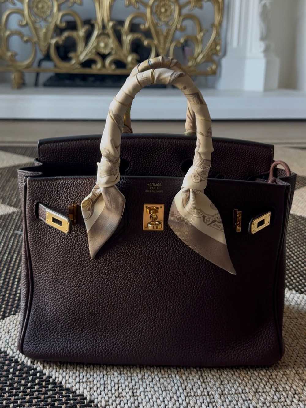 Authentic Hermes Birkin 25 in coveted rouge sellier with Gold Hardware